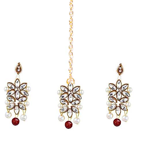 YouBella Jewellery Set for Women Gold Plated Wedding Bridal Traditional Choker Necklace Pearl Necklace Set Jewellery Set with Earrings for Girls/Women