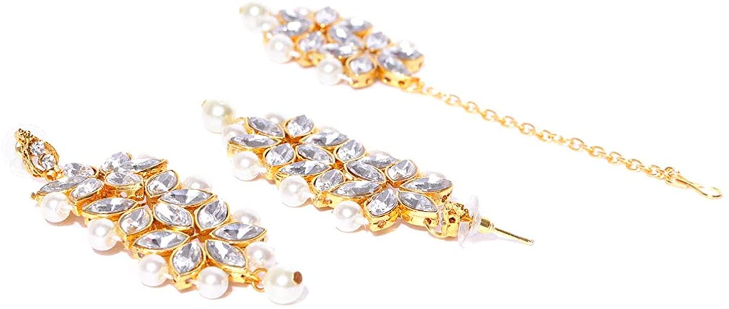 YouBella Jewellery Set for Women Gold Plated Wedding Bridal Traditional Choker Necklace Pearl Necklace Set Jewellery Set with Earrings for Girls/Women