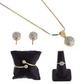 Jewelry set with necklace, earrings, and bracelet on a white background