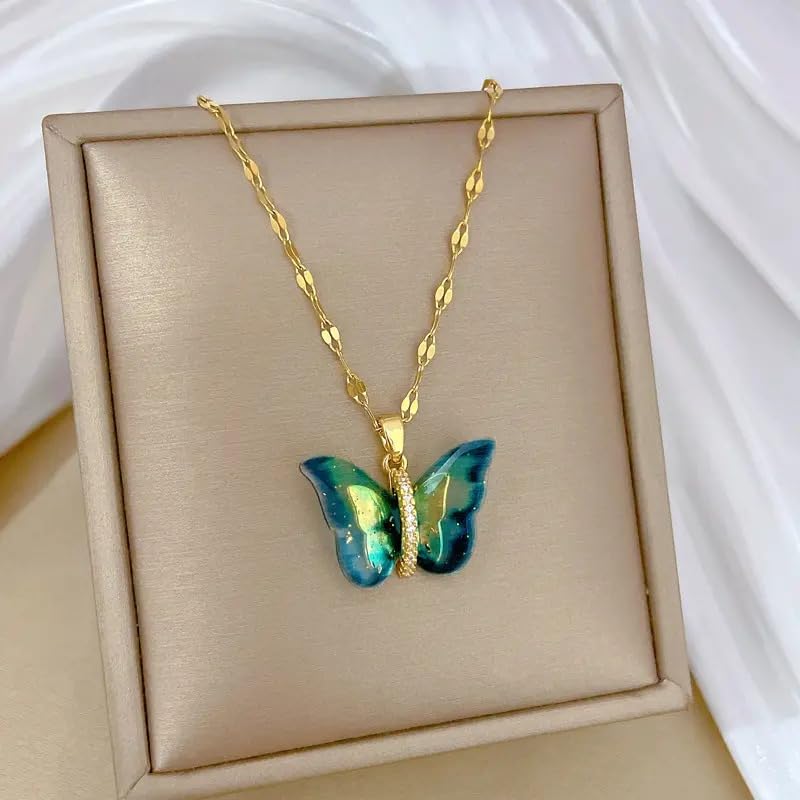 Anti-Tarnish Gold Butterfly Pendant Necklace