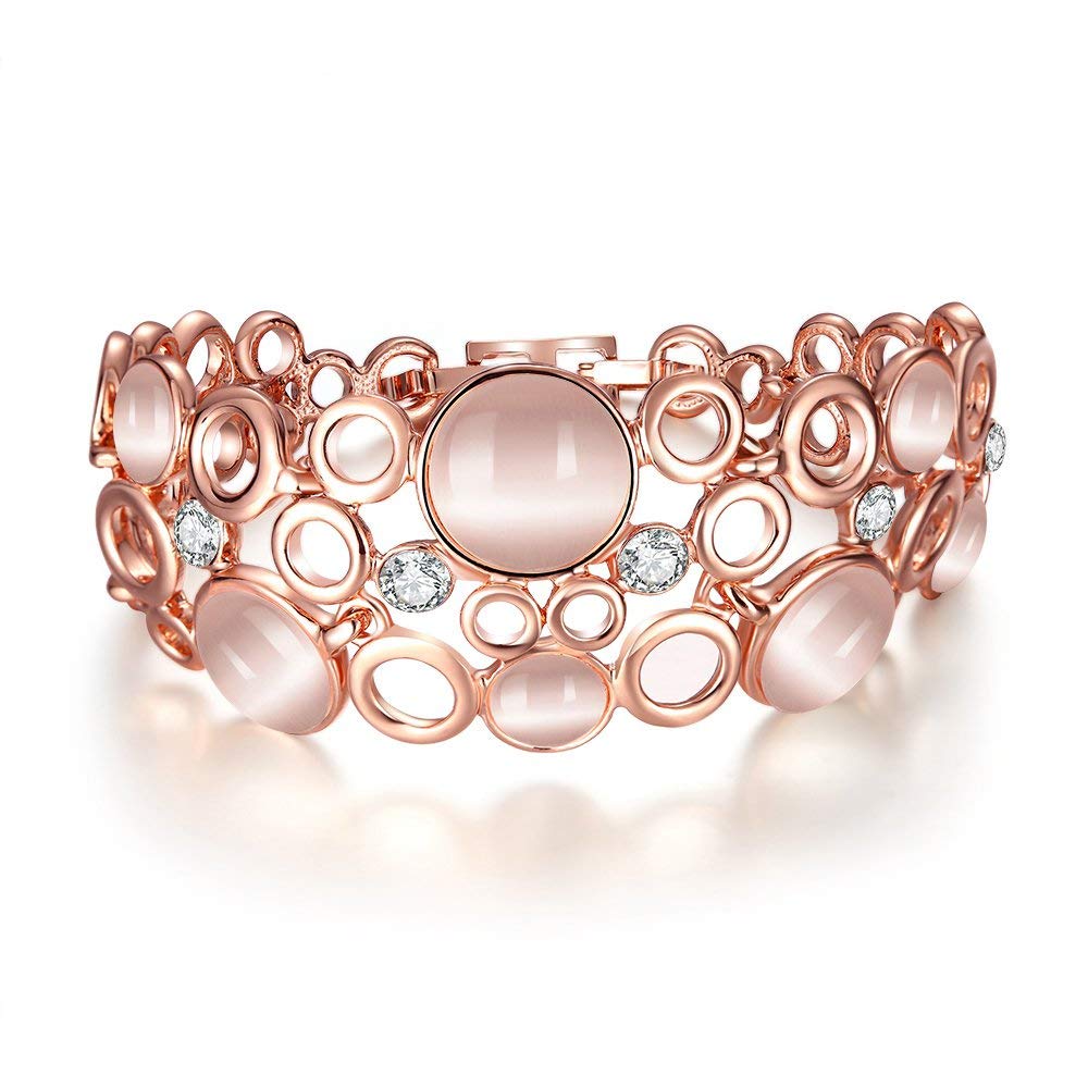 YouBella Jewellery Bracelets for Women Stylish Rose Gold Plated Crystal Bracelet Bangle Jewellery for Girls and Women