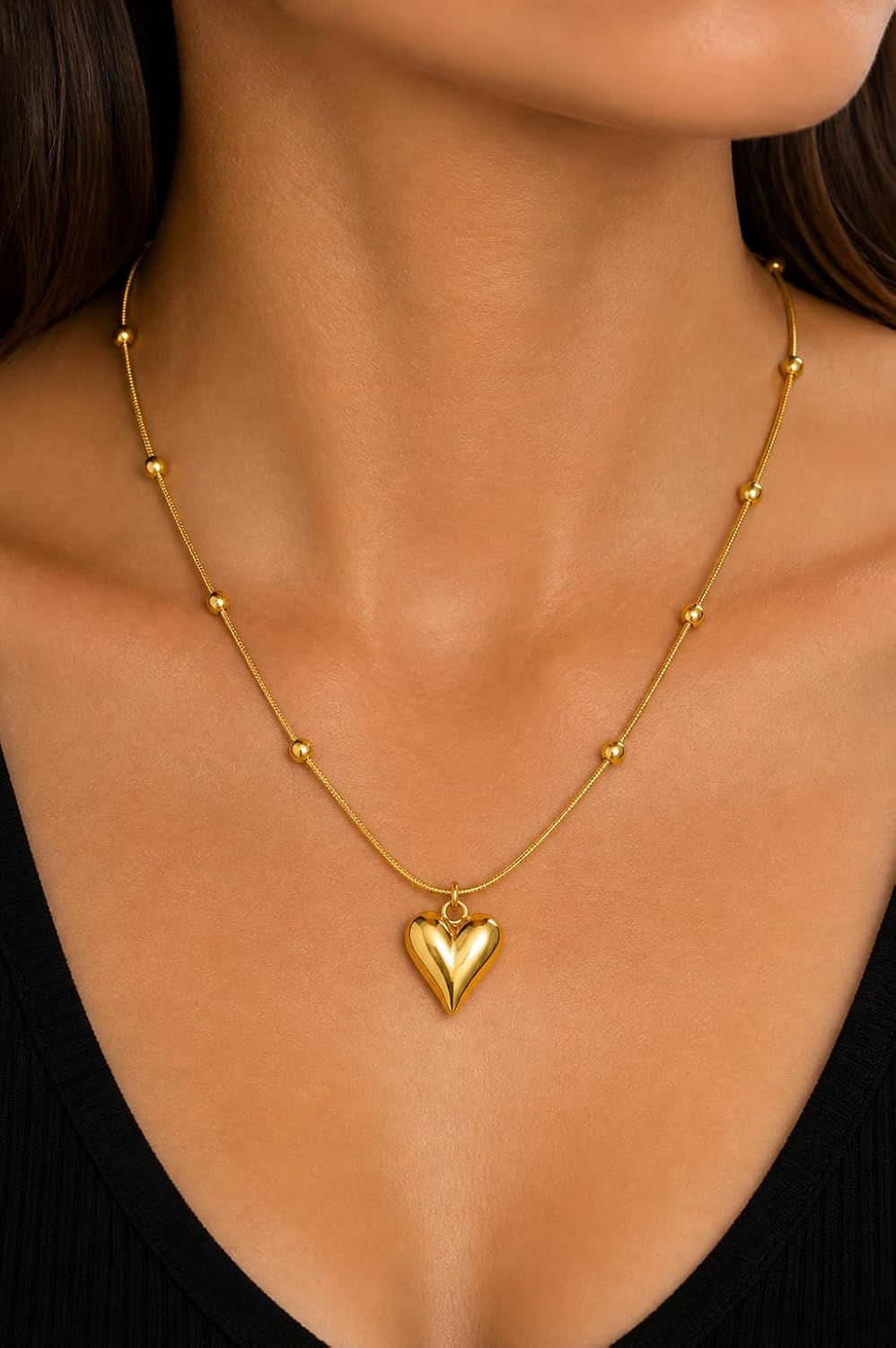 Aesthetic Anti-Tarnish Gold Heart Pendant Necklace