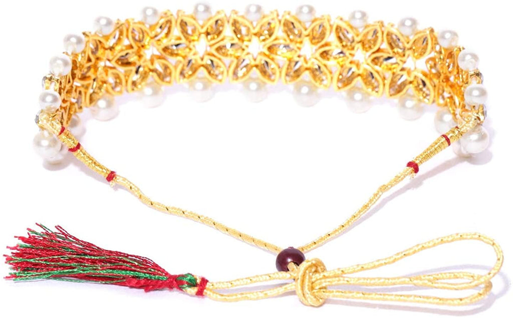 YouBella Jewellery Set for Women Gold Plated Wedding Bridal Traditional Choker Necklace Pearl Necklace Set Jewellery Set with Earrings for Girls/Women