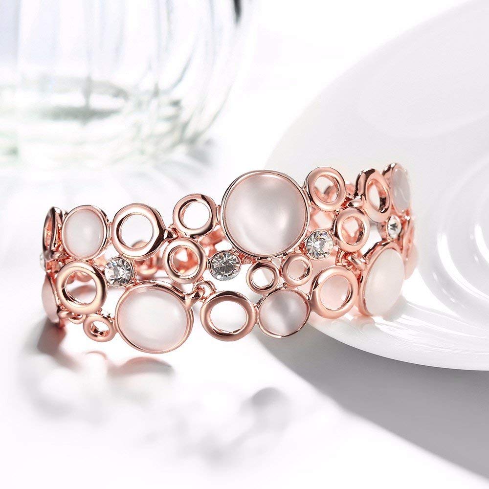 YouBella Jewellery Bracelets for Women Stylish Rose Gold Plated Crystal Bracelet Bangle Jewellery for Girls and Women
