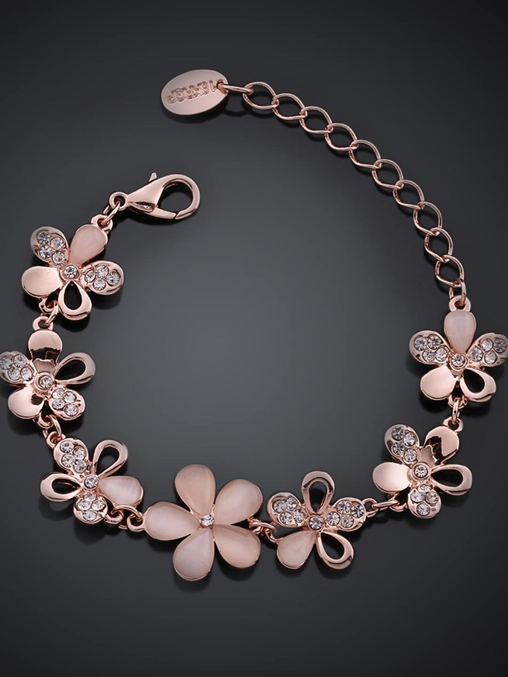 YouBella Jewellery Bracelets for Women Stylish Rose Gold Plated Crystal Bracelet Bangle Jewellery for Girls and Women