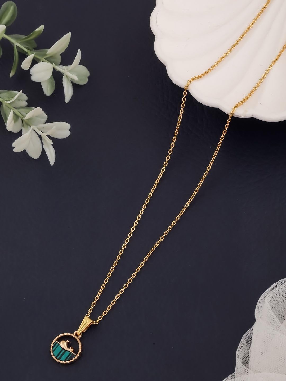 SEKOU Women Gold-plated Brass Jewellery Set with Elegant Design | 2 Neck Chain & 1 Earring| Fancy & Stylish | Ideal for Casual Outings, Parties, Daily Use & Gifts(DH-FK-LX-36-28-LX-ER-28)