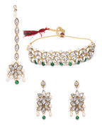YouBella Jewellery Set for Women Gold Plated Wedding Bridal Traditional Choker Necklace Pearl Necklace Set Jewellery Set with Earrings for Girls/Women