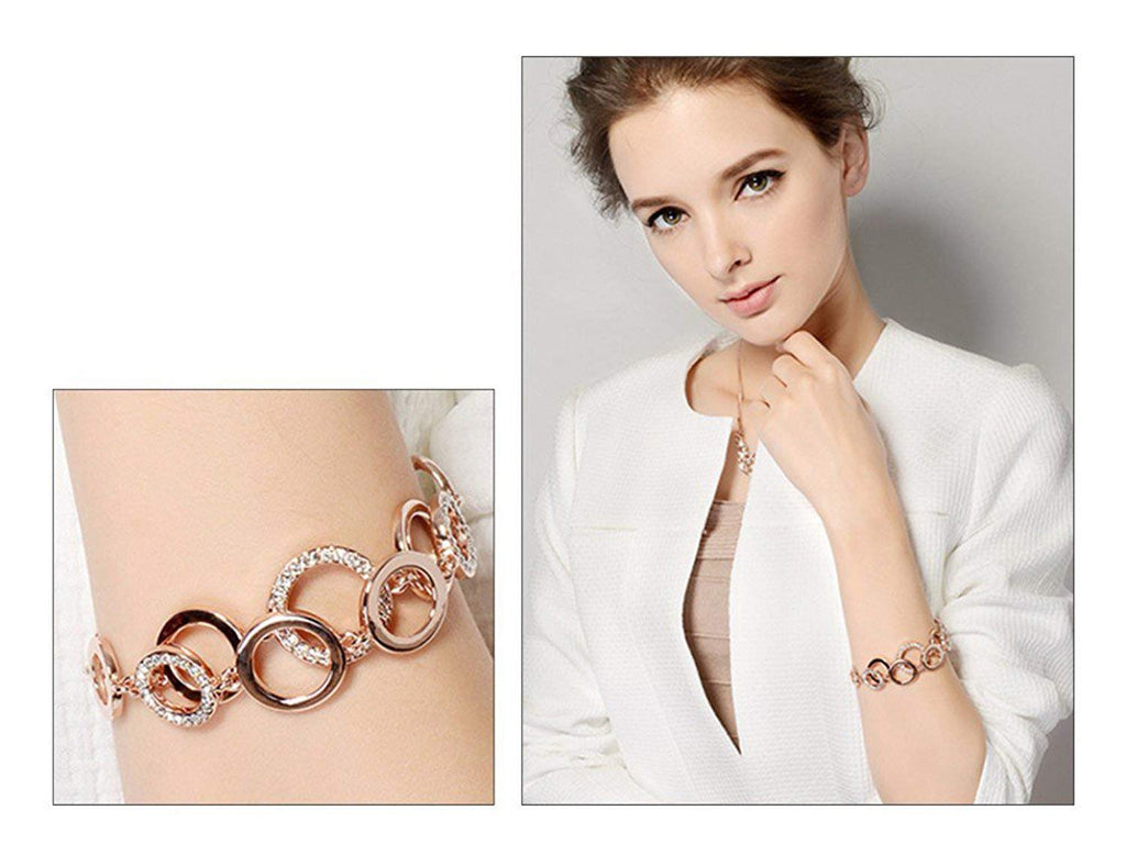 YouBella Jewellery Bracelets for Women Stylish Rose Gold Plated Crystal Bracelet Bangle Jewellery for Girls and Women