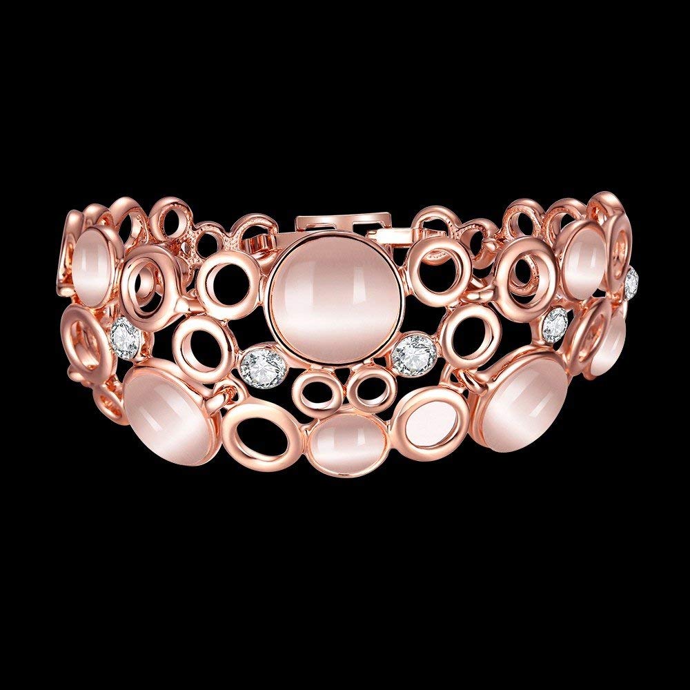 YouBella Jewellery Bracelets for Women Stylish Rose Gold Plated Crystal Bracelet Bangle Jewellery for Girls and Women