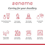 Instructions for caring for jewellery with icons and text on a white background