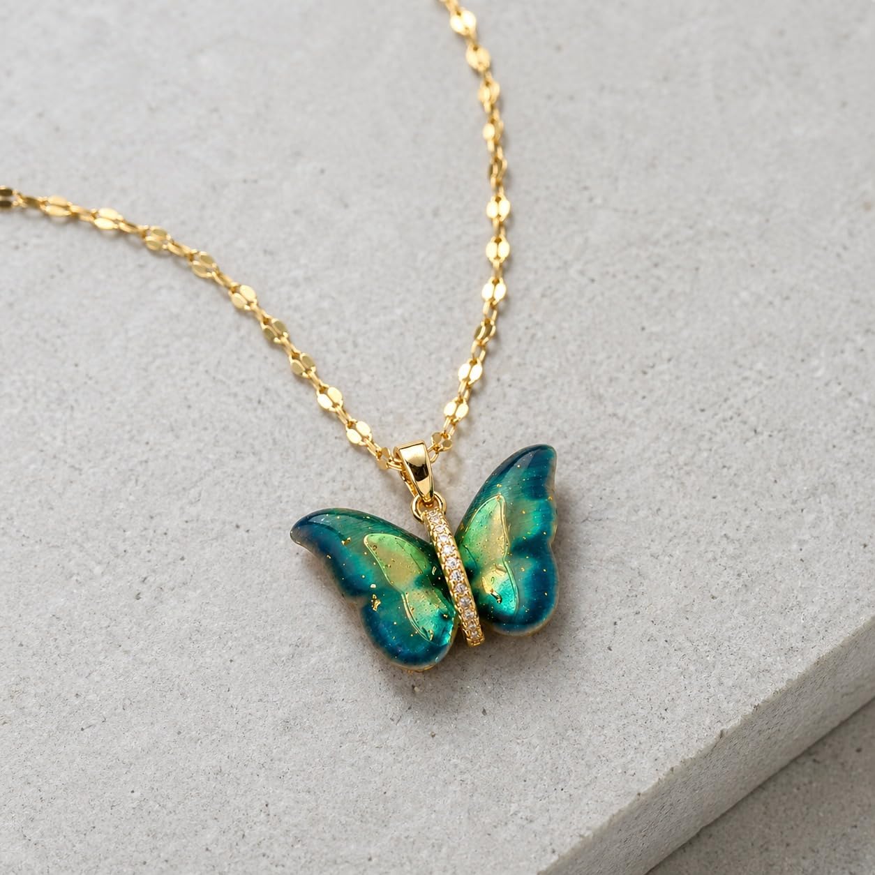 Anti-Tarnish Gold Butterfly Pendant Necklace