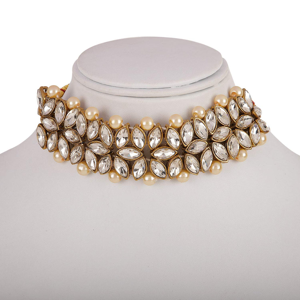 Shining Diva Fashion Latest Choker Design Antique Kundan Traditional Necklace Jewellery Set for Women