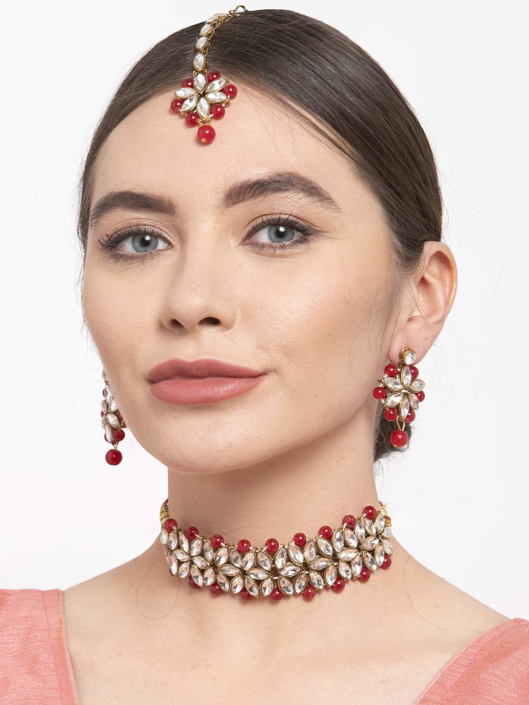 Shining Diva Fashion Latest Choker Design Antique Kundan Traditional Necklace Jewellery Set for Women
