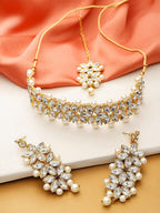 YouBella Jewellery Set for Women Gold Plated Wedding Bridal Traditional Choker Necklace Pearl Necklace Set Jewellery Set with Earrings for Girls/Women