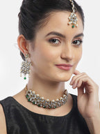 YouBella Jewellery Set for Women Gold Plated Wedding Bridal Traditional Choker Necklace Pearl Necklace Set Jewellery Set with Earrings for Girls/Women