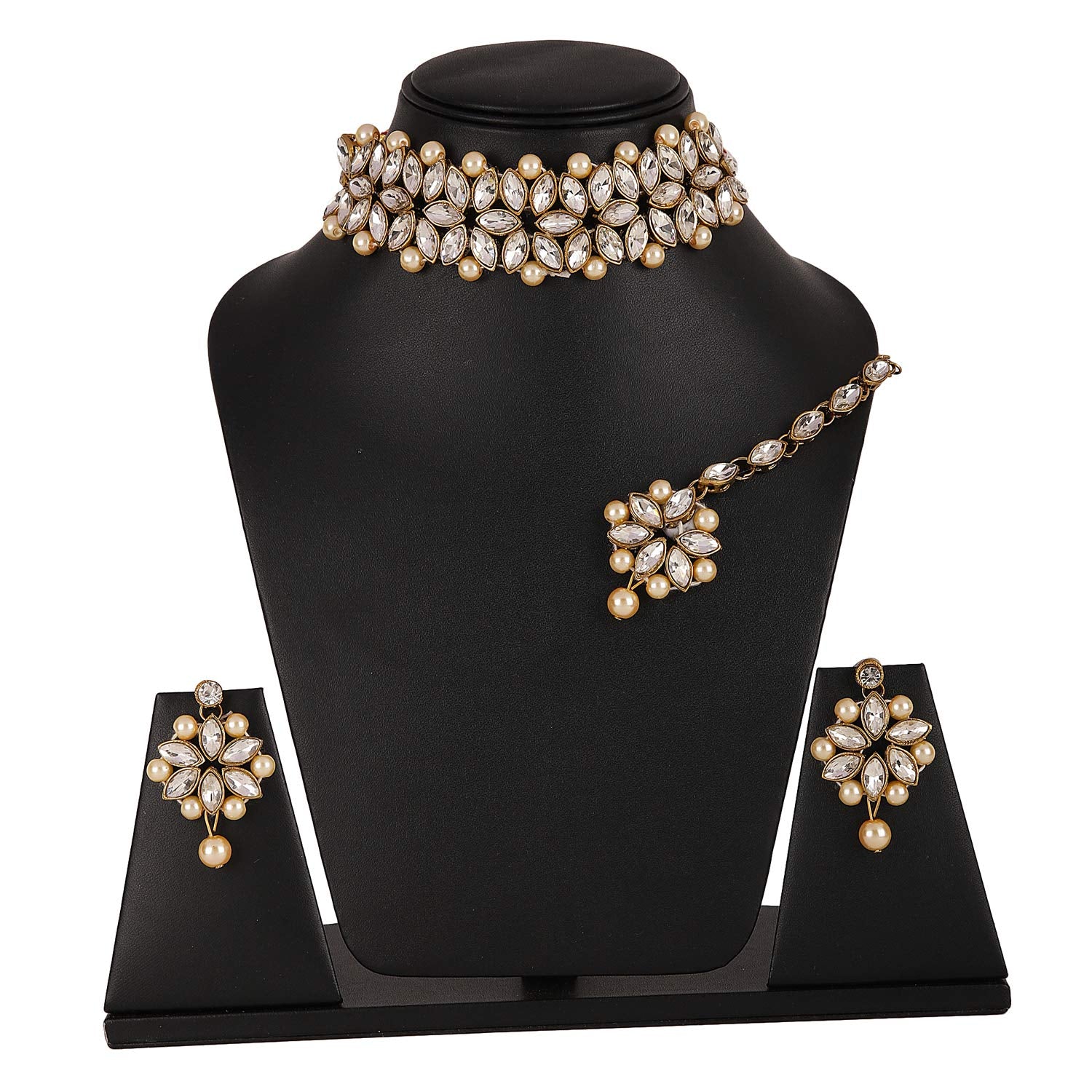 Shining Diva Fashion Latest Choker Design Antique Kundan Traditional Necklace Jewellery Set for Women