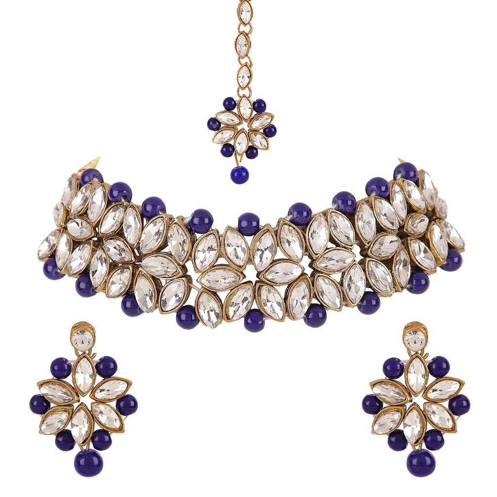 Jewelry set with necklace, earrings, and hanger on a white background