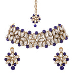 Jewelry set with necklace, earrings, and hanger on a white background