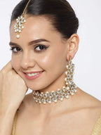 YouBella Jewellery Set for Women Gold Plated Wedding Bridal Traditional Choker Necklace Pearl Necklace Set Jewellery Set with Earrings for Girls/Women