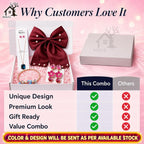 5 Pcs Trendy Hair Accessories & Jewelry Gift Set for Girls & Women, Hair Bow, Jewellery Set, Pendant Necklace with Earrings, Flower Hair Pins, Charm Bracelet, White Gift Box Included, Random Designs as per Latest Trend