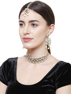 YouBella Jewellery Set for Women Gold Plated Wedding Bridal Traditional Choker Necklace Pearl Necklace Set Jewellery Set with Earrings for Girls/Women