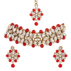 Jewelry set with necklace, earrings, and ring on a white background