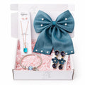 5 Pcs Trendy Hair Accessories & Jewelry Gift Set for Girls & Women, Hair Bow, Jewellery Set, Pendant Necklace with Earrings, Flower Hair Pins, Charm Bracelet, White Gift Box Included, Random Designs as per Latest Trend