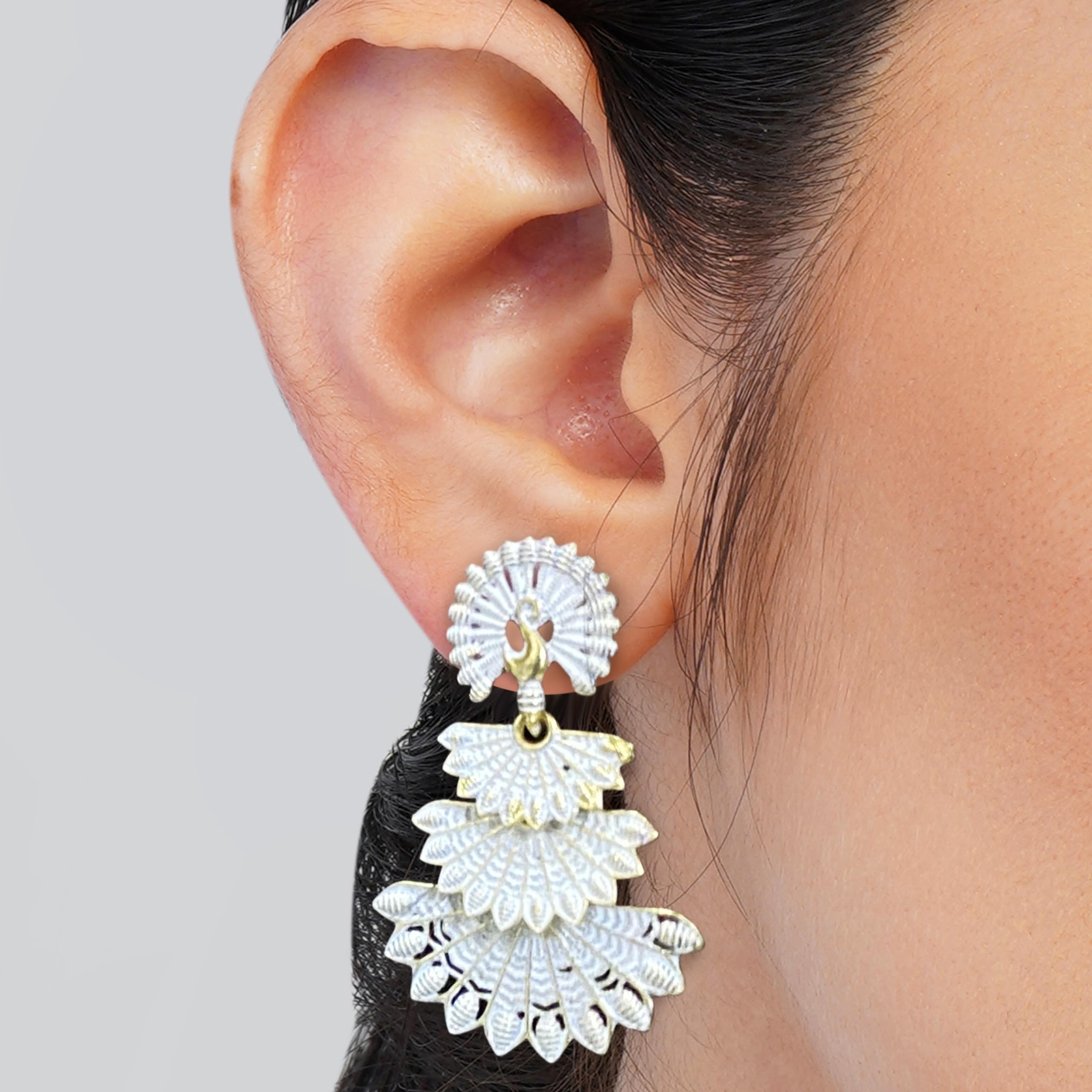 Vintage Floral Drop Jhumka Earrings (12-Pair Set)