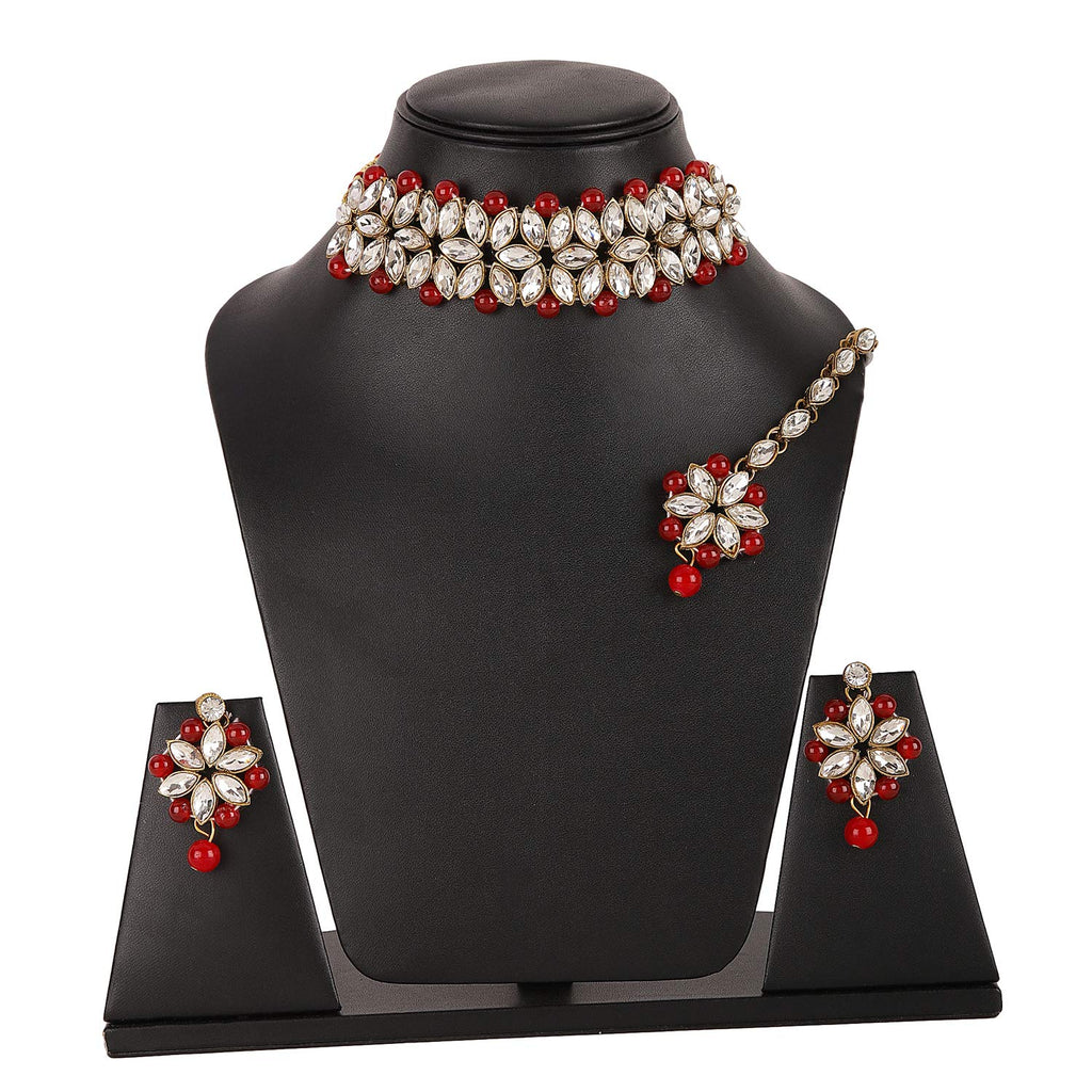Shining Diva Fashion Latest Choker Design Antique Kundan Traditional Necklace Jewellery Set for Women