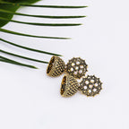 Vintage Floral Drop Jhumka Earrings (12-Pair Set)