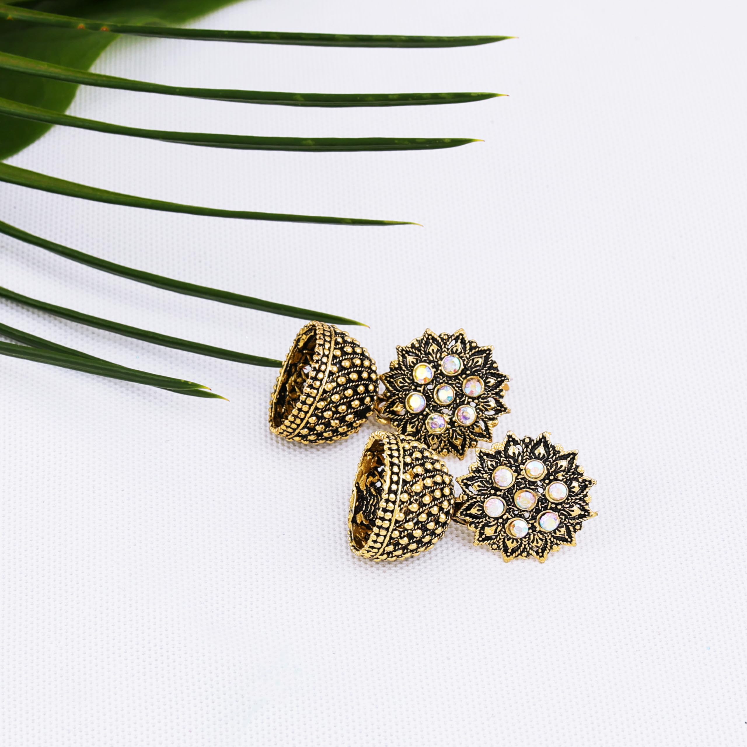 Vintage Floral Drop Jhumka Earrings (12-Pair Set)