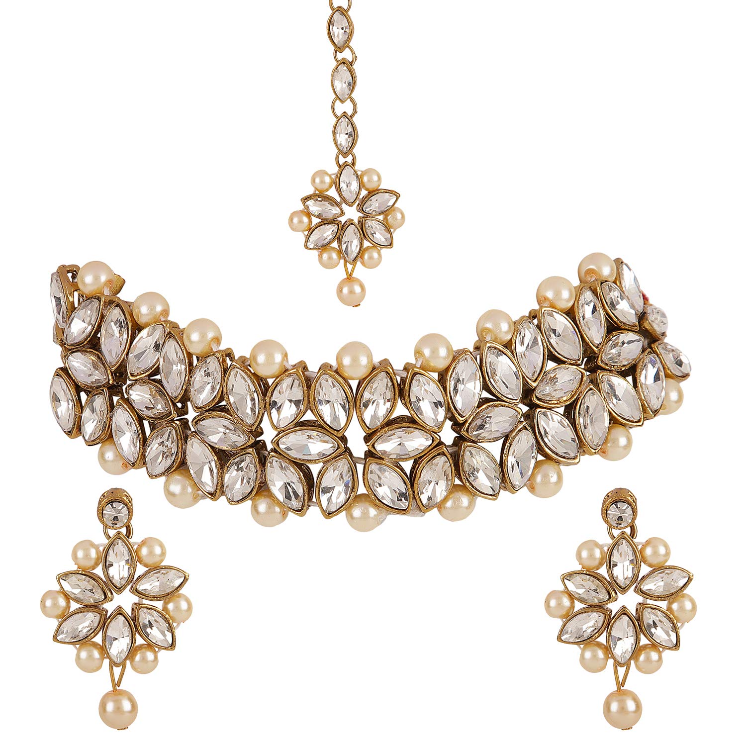 Jewelry set with necklace and earrings on a white background