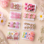 5 Pcs Trendy Hair Accessories & Jewelry Gift Set for Girls & Women, Hair Bow, Jewellery Set, Pendant Necklace with Earrings, Flower Hair Pins, Charm Bracelet, White Gift Box Included, Random Designs as per Latest Trend