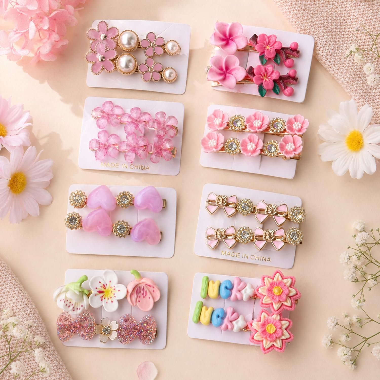 5 Pcs Trendy Hair Accessories & Jewelry Gift Set for Girls & Women, Hair Bow, Jewellery Set, Pendant Necklace with Earrings, Flower Hair Pins, Charm Bracelet, White Gift Box Included, Random Designs as per Latest Trend