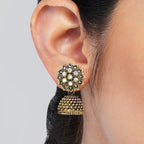 Vintage Floral Drop Jhumka Earrings (12-Pair Set)