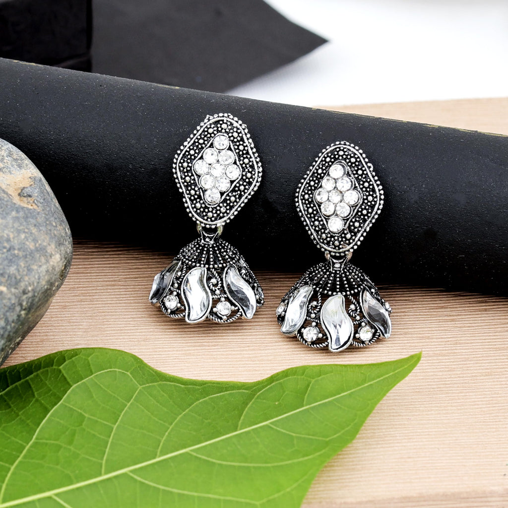 Vintage Floral Drop Jhumka Earrings (12-Pair Set)