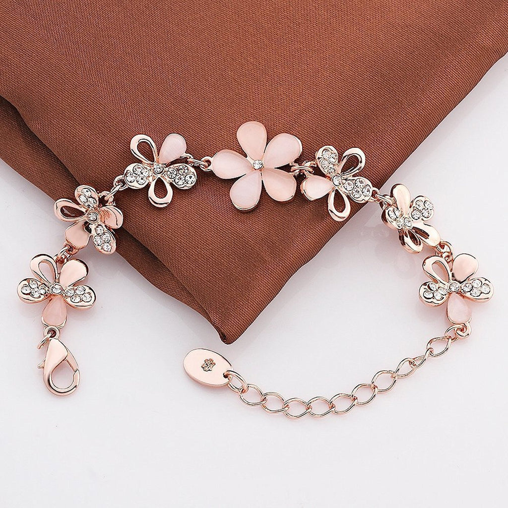 YouBella Jewellery Bracelets for Women Stylish Rose Gold Plated Crystal Bracelet Bangle Jewellery for Girls and Women