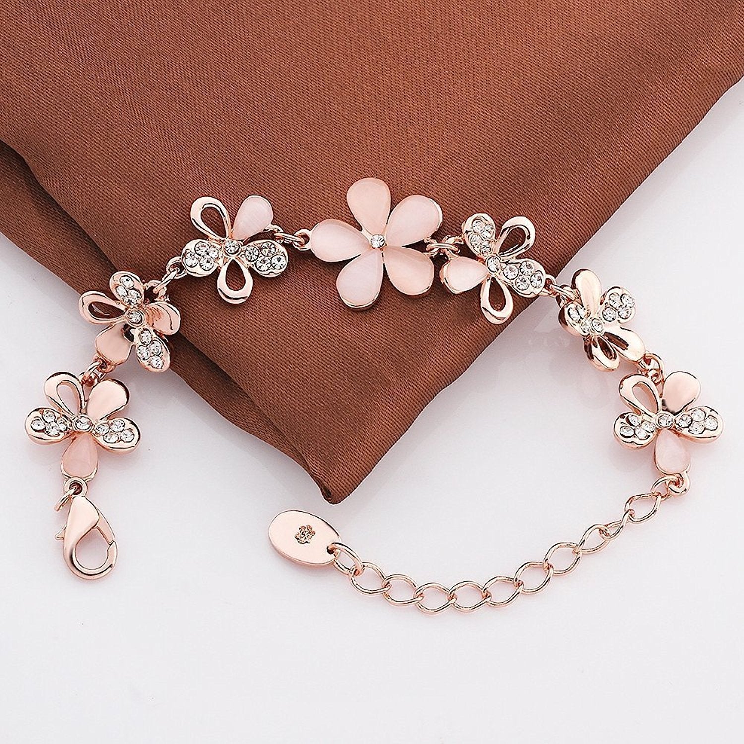 YouBella Jewellery Bracelets for Women Stylish Rose Gold Plated Crystal Bracelet Bangle Jewellery for Girls and Women